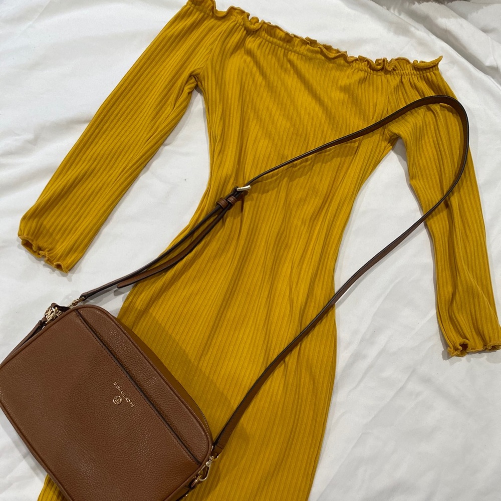 Mustard Off The Shoulder Dress